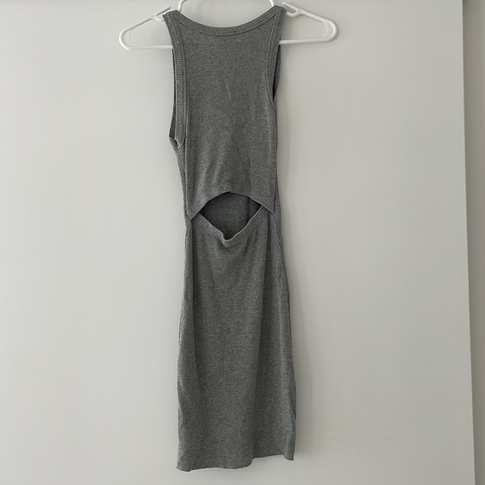 Wilfred Ribbed Tank Mini Dress in Heather Gray - Picture 3 of 9